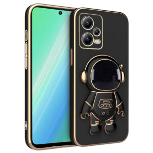 Husa compatibila cu Xiaomi Poco X5, Astronaut, Stand suport, Accente aurii, Margini ridicate, Negru