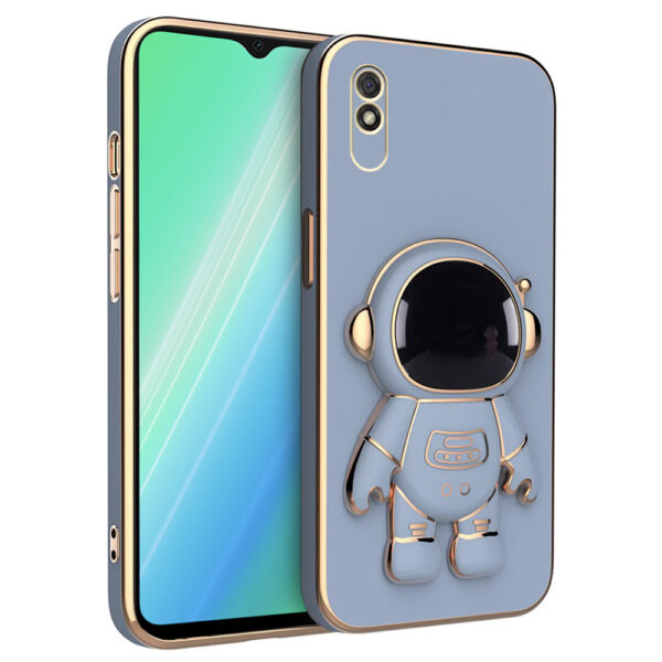 Husa compatibila cu Xiaomi Redmi 9A, Astronaut, Stand suport, Accente aurii, Margini ridicate, Albastru