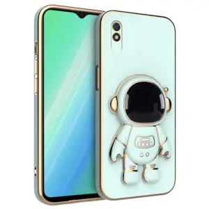 Husa compatibila cu Xiaomi Redmi 9A, Astronaut, Stand suport, Accente aurii, Margini ridicate, Verde