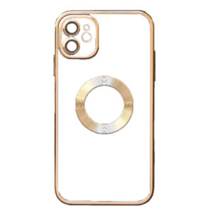 Husa compatibila cu Apple iPhone 12, Protectie lentile, LensProtect Electroplate Color, Accente metalizate, Acoperire completa, Margini ridicate, Confortabila, Slim, Transparent/Auriu