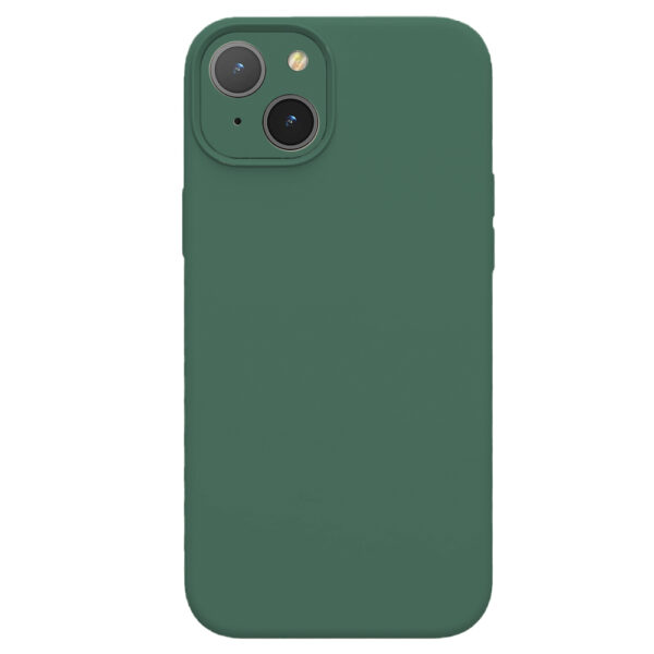 Husa protectie, interior de catifea, compatibila cu Apple iPhone 15, FONIX BloomShield, silicon, margini ridicate, slim, Verde inchis