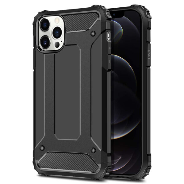 Husa COMANDO Titan compatibila cu iPhone 12 Pro Max, Armor Hybrid Protection, Ideal Grip, Negru