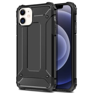 Husa COMANDO Titan compatibila cu iPhone 12 / 12 Pro, Armor Hybrid Protection, Ideal Grip, Negru