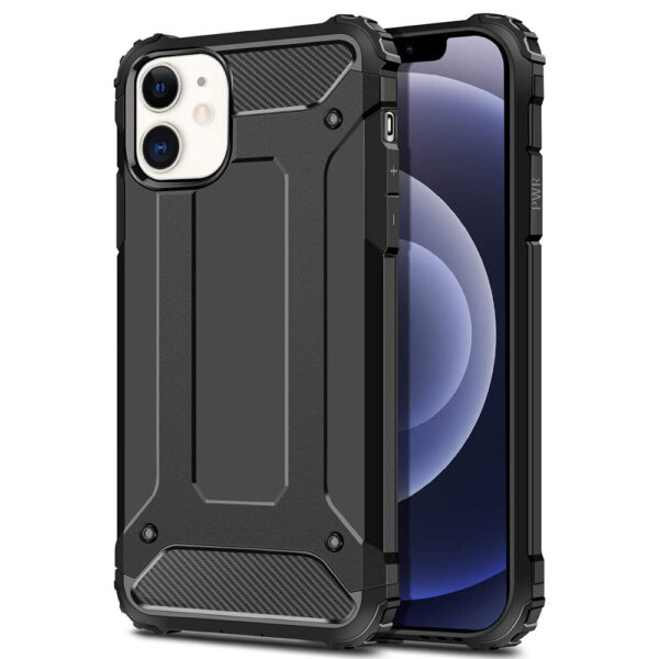 Husa COMANDO Titan compatibila cu iPhone 12 / 12 Pro, Armor Hybrid Protection, Ideal Grip, Negru