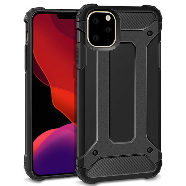 Husa COMANDO Titan compatibila cu iPhone 11, Armor Hybrid Protection, Ideal Grip, Negru