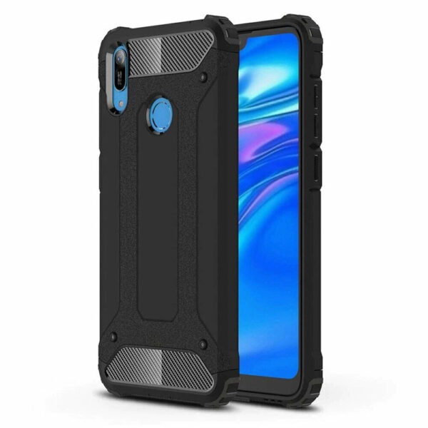 Husa COMANDO Titan compatibila cu Huawei Y6 2019 , Armor Hybrid Protection, Ideal Grip, Negru