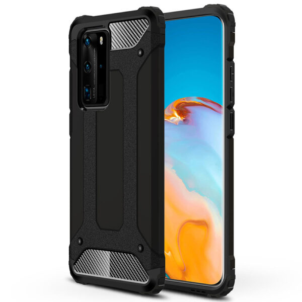 Husa COMANDO Titan compatibila cu Huawei P40 Pro , Armor Hybrid Protection, Ideal Grip, Negru