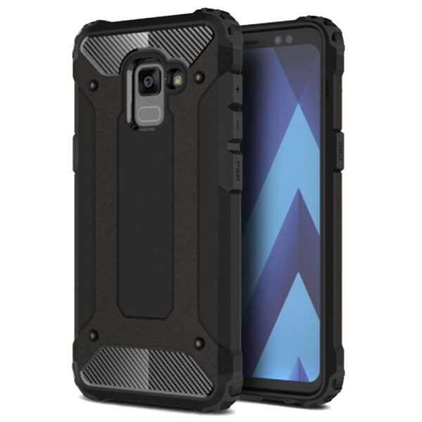 Husa COMANDO Titan compatibila cu Samsung Galaxy A8 Plus 2018, Armor Hybrid Protection, Ideal Grip, Negru