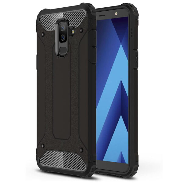 Husa COMANDO Titan compatibila cu Samsung Galaxy A6 Plus 2018, Armor Hybrid Protection, Ideal Grip, Negru