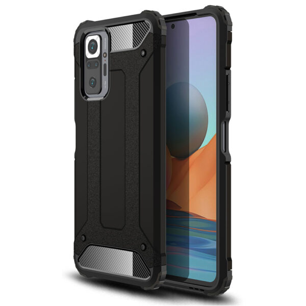 Husa COMANDO Titan compatibila cu Xiaomi Redmi Note 10 Pro / Note 10 Pro Max, Armor Hybrid Protection, Ideal Grip, Negru