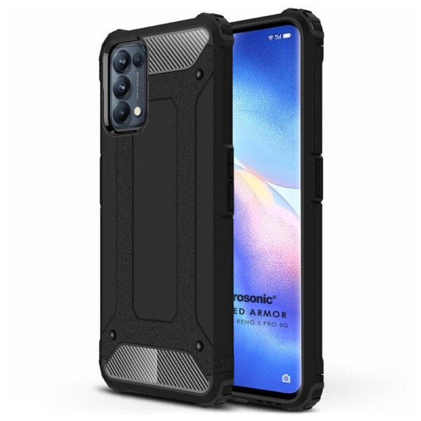 Husa COMANDO Titan compatibila cu Oppo Reno5 5G / Find X3 Lite 5G, Armor Hybrid Protection, Ideal Grip, Negru