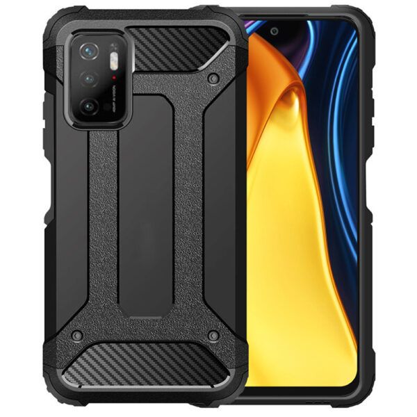 Husa COMANDO Titan compatibila cu Xiaomi Redmi Note 10 5G / Poco M3 Pro 5G, Armor Hybrid Protection, Ideal Grip, Negru