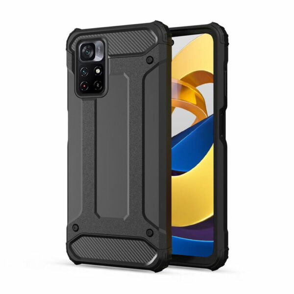 Husa COMANDO Titan compatibila cu Xiaomi Poco M4 Pro 5G, Armor Hybrid Protection, Ideal Grip, Negru