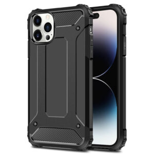 Husa COMANDO Titan compatibila cu iPhone 14 Pro, Armor Hybrid Protection, Ideal Grip, Negru