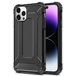 Husa COMANDO Titan compatibila cu iPhone 14 Pro Max, Armor Hybrid Protection, Ideal Grip, Negru