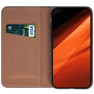 Husa din piele naturala compatibila cu Oppo A17, Authentic Leather Book, Buzunar card, Protectie completa, Tip carte, Rosu