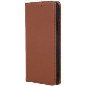 Husa din piele naturala compatibila cu Oppo A17, Authentic Leather Book, Buzunar card, Protectie completa, Tip carte, Maro