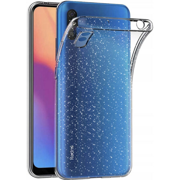 Husa Glitter Shine compatibila cu Xiaomi Redmi 9A / 9AT / 9i, Accente cu sclipici, Silicon, Acoperire completa, Margini ridicate, Slim, Transparent