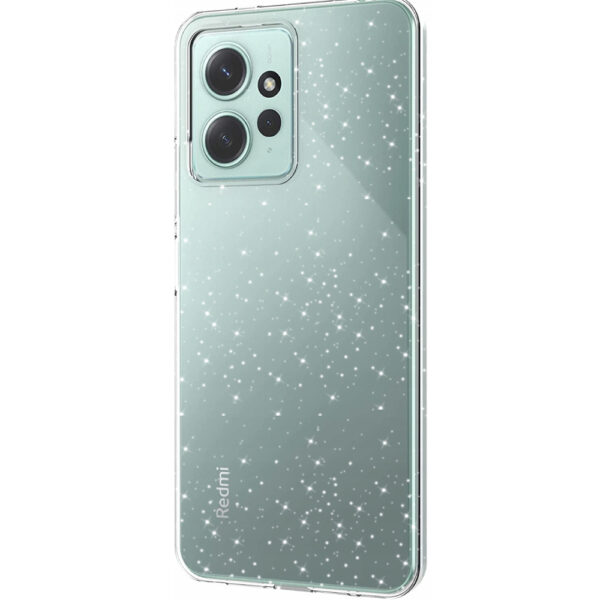 Husa Glitter Shine compatibila cu Xiaomi Redmi Note 12 4G, Accente cu sclipici, Silicon, Acoperire completa, Margini ridicate, Slim, Transparent