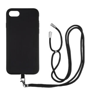 Husa compatibila cu Apple iPhone 7 / 8, Sport Body Lanyard Case, Snur detasabil, Lungime reglabila, 80 cm, Silicon anti-alunecare, Interior de microfibra, Negru