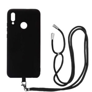 Husa compatibila cu Huawei P Smart 2019, Sport Body Lanyard Case, Snur detasabil, Lungime reglabila, 80 cm, Silicon anti-alunecare, Interior de microfibra, Negru