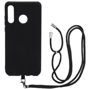 Husa compatibila cu Huawei P30 Lite, Sport Body Lanyard Case, Snur detasabil, Lungime reglabila, 80 cm, Silicon anti-alunecare, Interior de microfibra, Negru