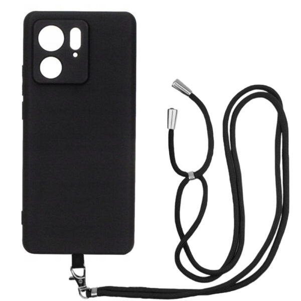 Husa compatibila cu Motorola Edge 40, Sport Body Lanyard Case, Snur detasabil, Lungime reglabila, 80 cm, Silicon anti-alunecare, Interior de microfibra, Negru