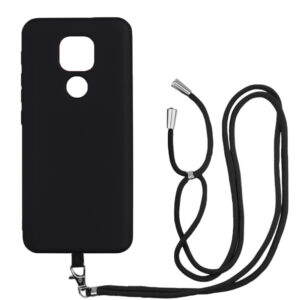 Husa compatibila cu Motorola Moto E7 Plus, Sport Body Lanyard Case, Snur detasabil, Lungime reglabila, 80 cm, Silicon anti-alunecare, Interior de microfibra, Negru