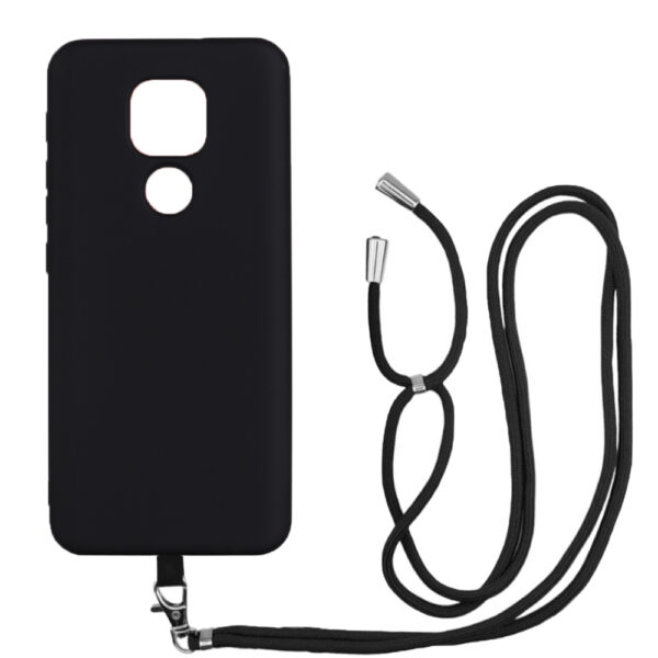 Husa compatibila cu Motorola Moto E7 Plus, Sport Body Lanyard Case, Snur detasabil, Lungime reglabila, 80 cm, Silicon anti-alunecare, Interior de microfibra, Negru