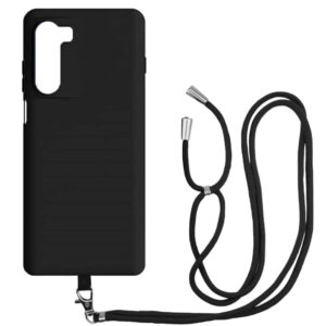 Husa compatibila cu Motorola Moto G200 5G, Sport Body Lanyard Case, Snur detasabil, Lungime reglabila, 80 cm, Silicon anti-alunecare, Interior de microfibra, Negru