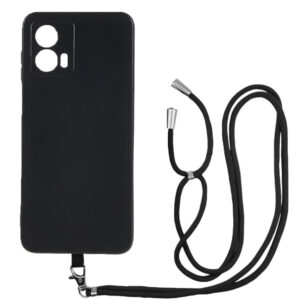 Husa compatibila cu Motorola Moto G53, Sport Body Lanyard Case, Snur detasabil, Lungime reglabila, 80 cm, Silicon anti-alunecare, Interior de microfibra, Negru