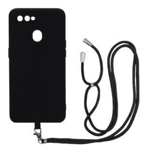 Husa compatibila cu Oppo A12, Sport Body Lanyard Case, Snur detasabil, Lungime reglabila, 80 cm, Silicon anti-alunecare, Interior de microfibra, Negru