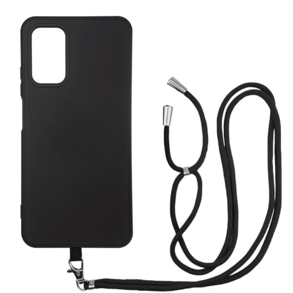 Husa compatibila cu Oppo A54s, Sport Body Lanyard Case, Snur detasabil, Lungime reglabila, 80 cm, Silicon anti-alunecare, Interior de microfibra, Negru