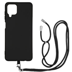 Husa compatibila cu Samsung Galaxy A12 / M12, Sport Body Lanyard Case, Snur detasabil, Lungime reglabila, 80 cm, Silicon anti-alunecare, Interior de microfibra, Negru