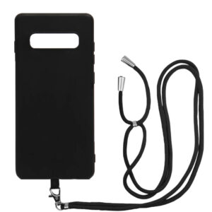 Husa compatibila cu Samsung Galaxy S10, Sport Body Lanyard Case, Snur detasabil, Lungime reglabila, 80 cm, Silicon anti-alunecare, Interior de microfibra, Negru