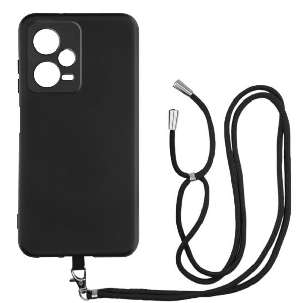 Husa compatibila cu Xiaomi Poco X4 GT, Sport Body Lanyard Case, Snur detasabil, Lungime reglabila, 80 cm, Silicon anti-alunecare, Interior de microfibra, Negru