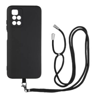 Husa compatibila cu Xiaomi Redmi 10 4G, Sport Body Lanyard Case, Snur detasabil, Lungime reglabila, 80 cm, Silicon anti-alunecare, Interior de microfibra, Negru