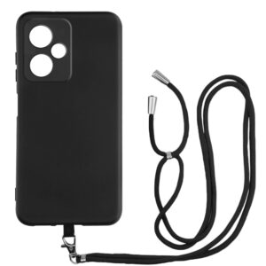 Husa compatibila cu Xiaomi Redmi 12 4G, Sport Body Lanyard Case, Snur detasabil, Lungime reglabila, 80 cm, Silicon anti-alunecare, Interior de microfibra, Negru