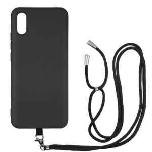 Husa compatibila cu Xiaomi Redmi 9A / 9AT / 9i, Sport Body Lanyard Case, Snur detasabil, Lungime reglabila, 80 cm, Silicon anti-alunecare, Interior de microfibra, Negru