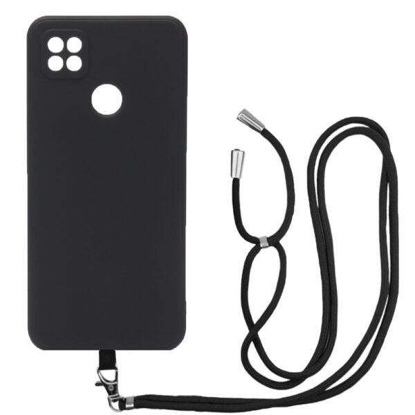 Husa compatibila cu Xiaomi Redmi 9C, Sport Body Lanyard Case, Snur detasabil, Lungime reglabila, 80 cm, Silicon anti-alunecare, Interior de microfibra, Negru