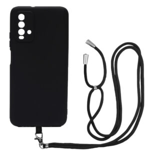 Husa compatibila cu Xiaomi Redmi 9T, Sport Body Lanyard Case, Snur detasabil, Lungime reglabila, 80 cm, Silicon anti-alunecare, Interior de microfibra, Negru