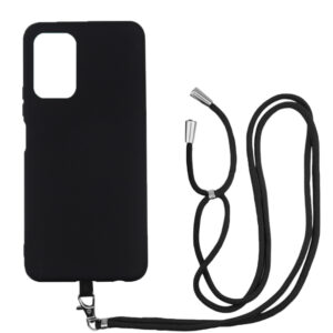 Husa compatibila cu Xiaomi Redmi Note 10 4G / Note 10S, Sport Body Lanyard Case, Snur detasabil, Lungime reglabila, 80 cm, Silicon anti-alunecare, Interior de microfibra, Negru