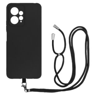 Husa compatibila cu Xiaomi Redmi Note 12 4G, Sport Body Lanyard Case, Snur detasabil, Lungime reglabila, 80 cm, Silicon anti-alunecare, Interior de microfibra, Negru