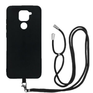 Husa compatibila cu Xiaomi Redmi Note 9, Sport Body Lanyard Case, Snur detasabil, Lungime reglabila, 80 cm, Silicon anti-alunecare, Interior de microfibra, Negru