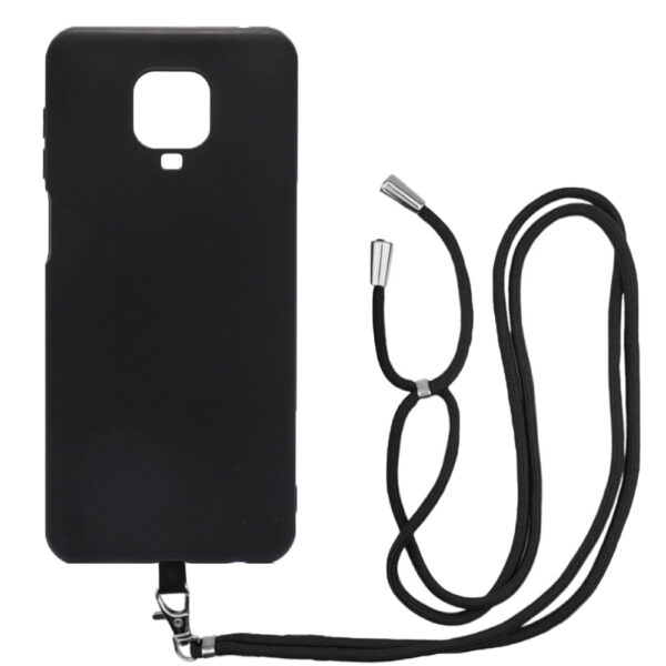 Husa compatibila cu Xiaomi Redmi Note 9 Pro / 9 Pro Max / 9S, Sport Body Lanyard Case, Snur detasabil, Lungime reglabila, 80 cm, Silicon anti-alunecare, Interior de microfibra, Negru