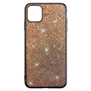 Husa compatibila cu Apple iPhone 12, Glitter Frost, Sclipici spate, Acoperire completa, Margini ridicate, Auriu