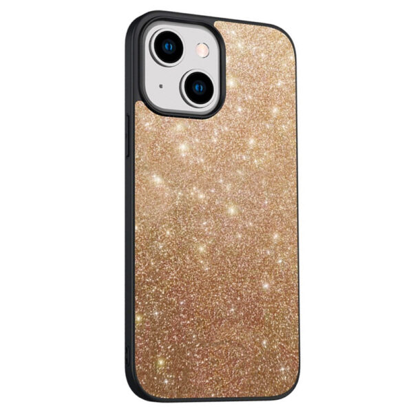 Husa compatibila cu Apple iPhone 13, Glitter Frost, Sclipici spate, Acoperire completa, Margini ridicate, Auriu