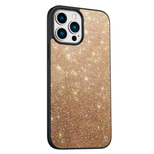 Husa compatibila cu Apple iPhone 13 Pro, Glitter Frost, Sclipici spate, Acoperire completa, Margini ridicate, Auriu