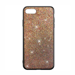 Husa compatibila cu Apple iPhone 7 / 8, Glitter Frost, Sclipici spate, Acoperire completa, Margini ridicate, Auriu