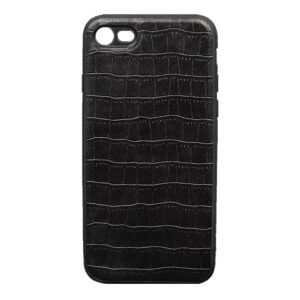 Husa compatibila cu Apple iPhone 7 / 8, Croco Faux Leather, Model piele, Acoperire completa, Margini ridicate, Negru